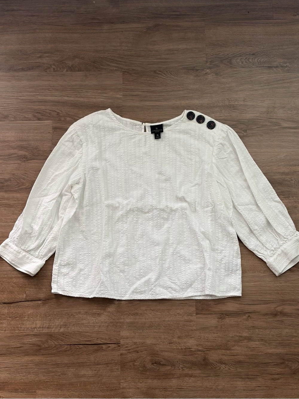 Worthington White Textured Corpcore Crinkle Blouse Size PL